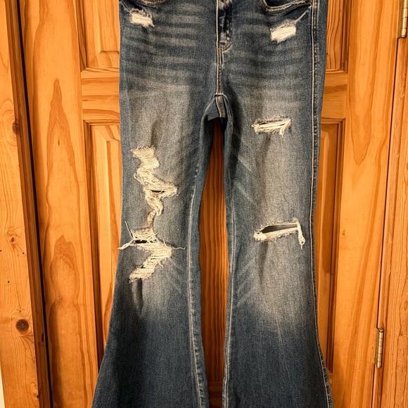 Flying Monkey Denim - Flying Monkey Distressed Flare Jeans - Blue - Size 29